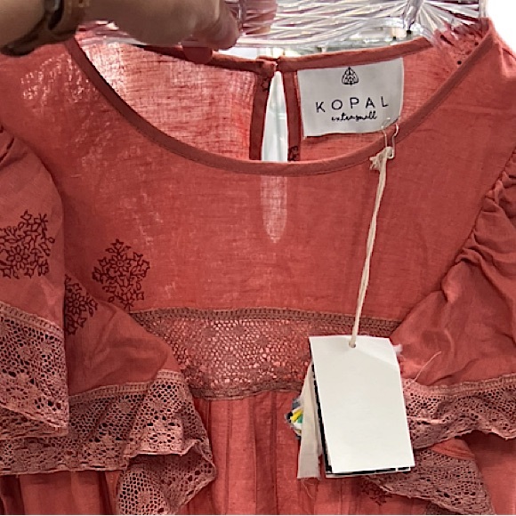 Kopal Anthropologie Women’s Janki Dress Brick Block Print Size XS 2-4 - Picture 15 of 15